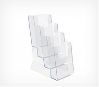 Держатель буклетов Квартет 1/3 А-4  4-секции — прозрачная подставка для каталогов и буклетов с 4 секциями для рекламных материалов формата 1/3А4 